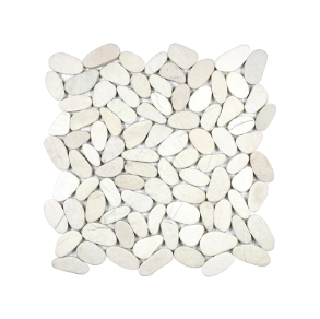 Serenity Ivory Flat Pebble Mosaic - stone tile